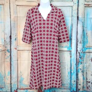 Katherine Way Geometric‎ Print 3/4 Sleeve Dress